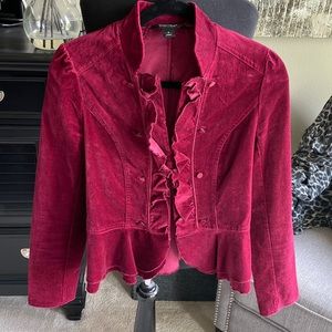 White black white market burgundy velvet jacket